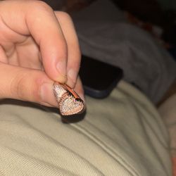 Rose Gold Heart Ring Moissanite Diamonds Size 6 