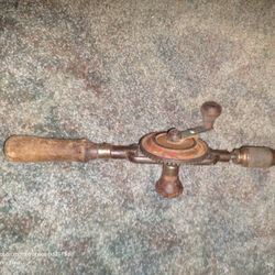 Vintage Rustic Craftsman Egg Beater Style Hand Crank Drill,Old Carpenter Tool