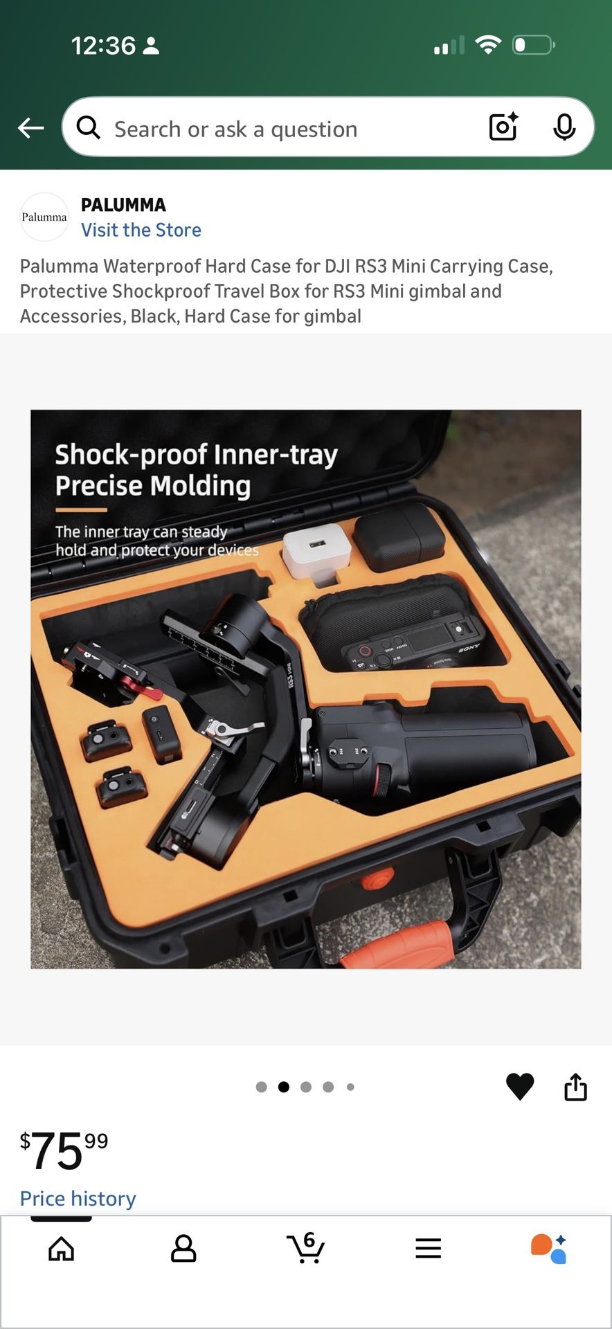 Palumma Waterproof Hard Case for DJI RS3 Mini Carrying Case, Protective Shockproof Travel Box for RS3 Mini gimbal and Accessories, Black, Hard Case fo