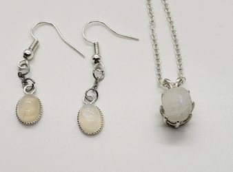 Natural Moonstone Earring/Necklace Set