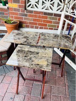 3-Piece Faux Marble TV Tray Table Set – Foldable & Space Saving