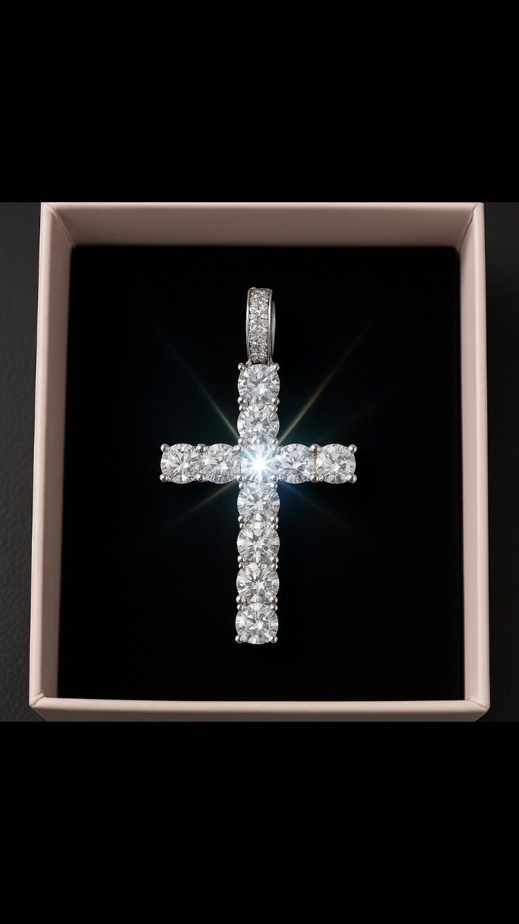 Iced Out Moissanite Diamond Cross Pendant 💎 Passes Diamond Tester 🔥