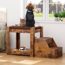 Dog Window Perch with Stairs, Large Dog Window Seat for Home with Non-Slip Removable Soft Pads, Indoor Dog Perch to Look Out Window, Pet Window Perch 