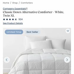Company Store.    Twin Xl White Comforter 