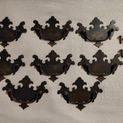 8 matching vintage drawer pulls with 12 screws / read description for pick up address