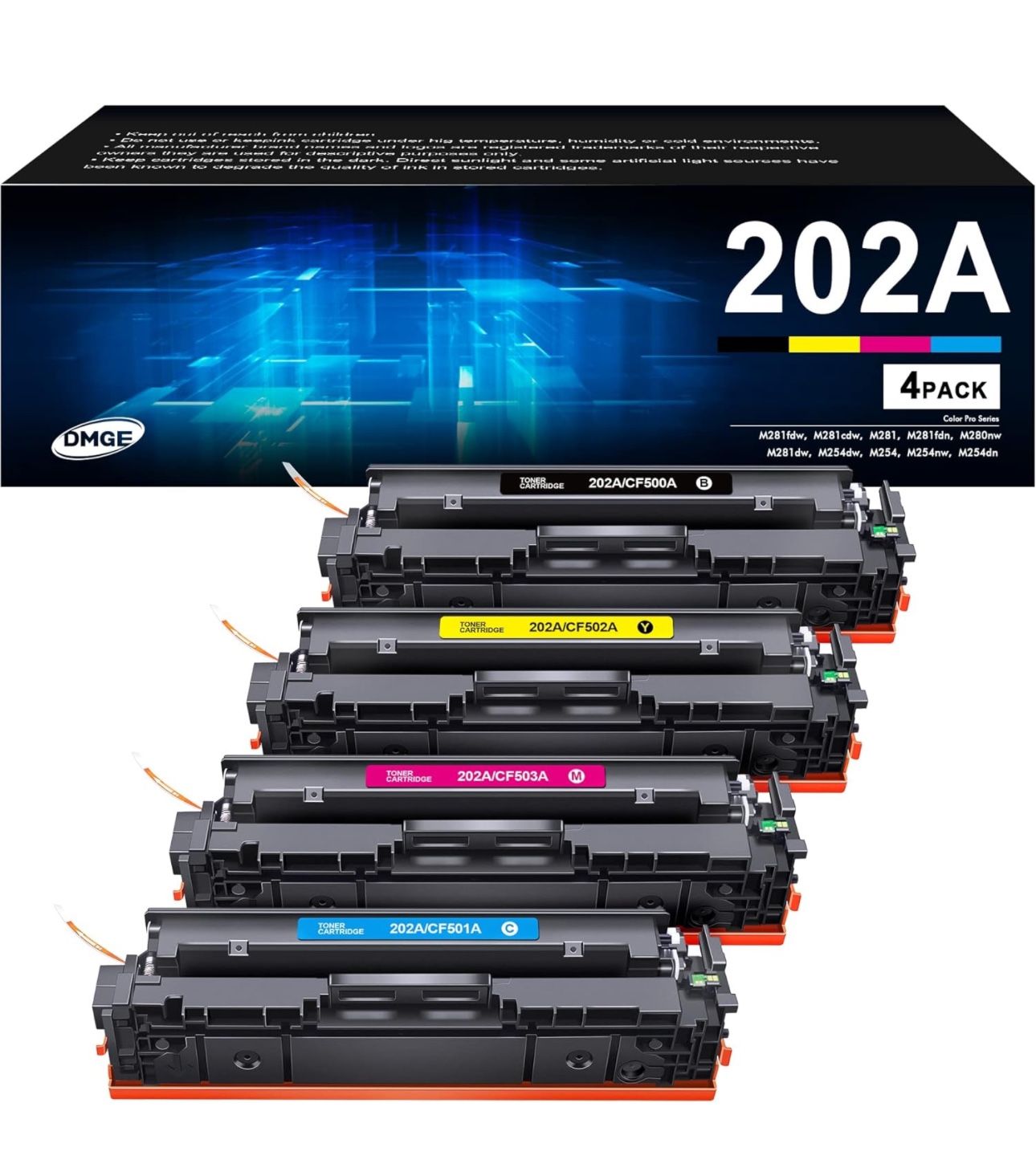202A Toner Cartridges 4 Pack - Compatible Replacement for HP 202A Toner Cartridges, MFP M281cdw Toner Cartridges
