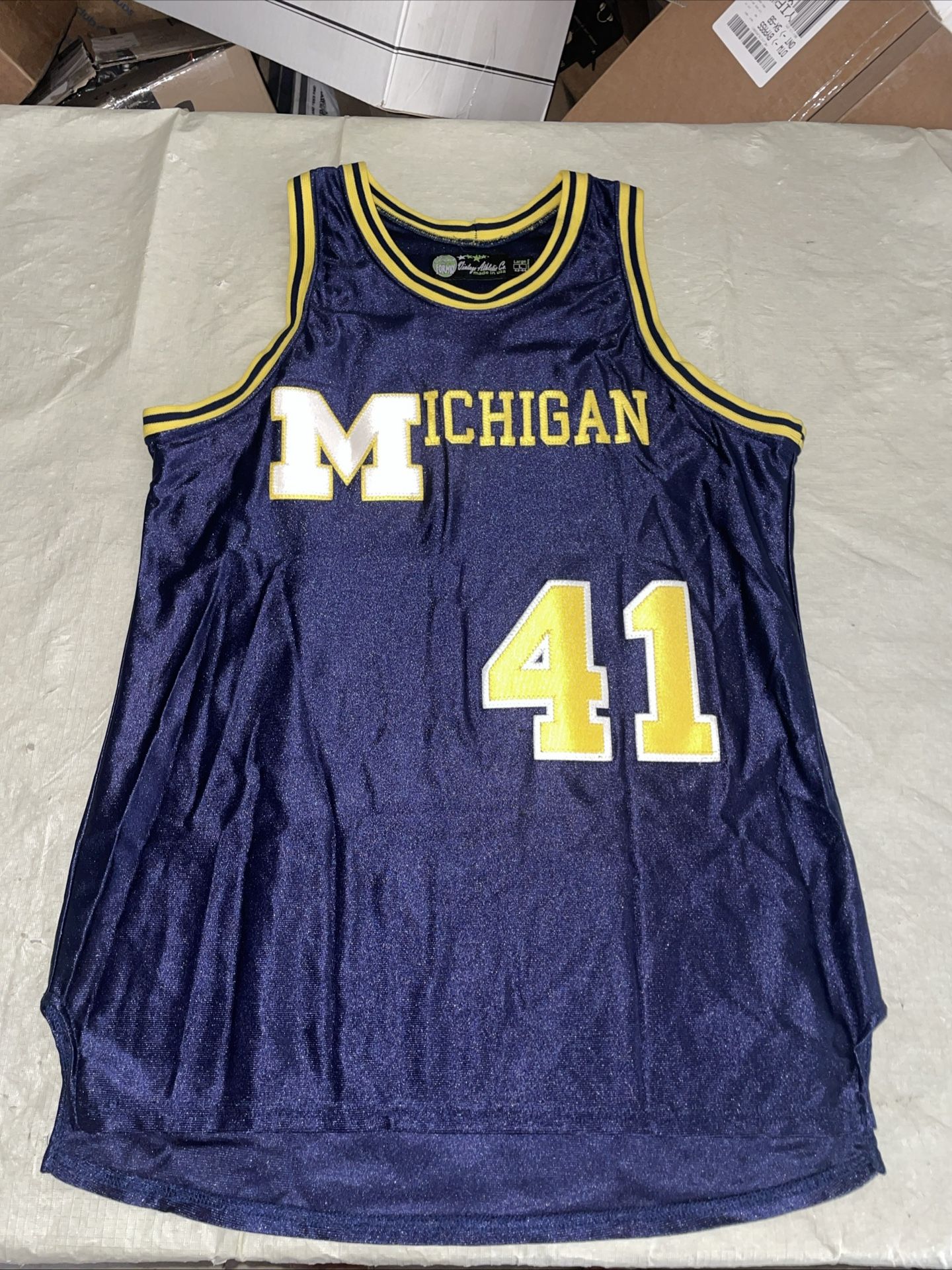 Glen Rice Michigan Wolverines Tiedman & Formby Blue Jersey Men 44 Sewn Clean Vtg
