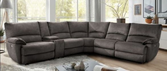Brand New Super Plush Grey Power Reclining Sectional Sofa