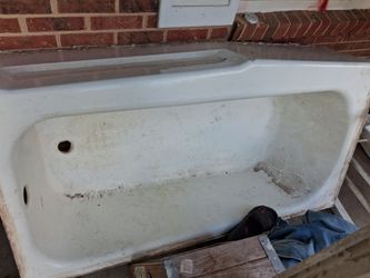 cast-iron  tub & vanity