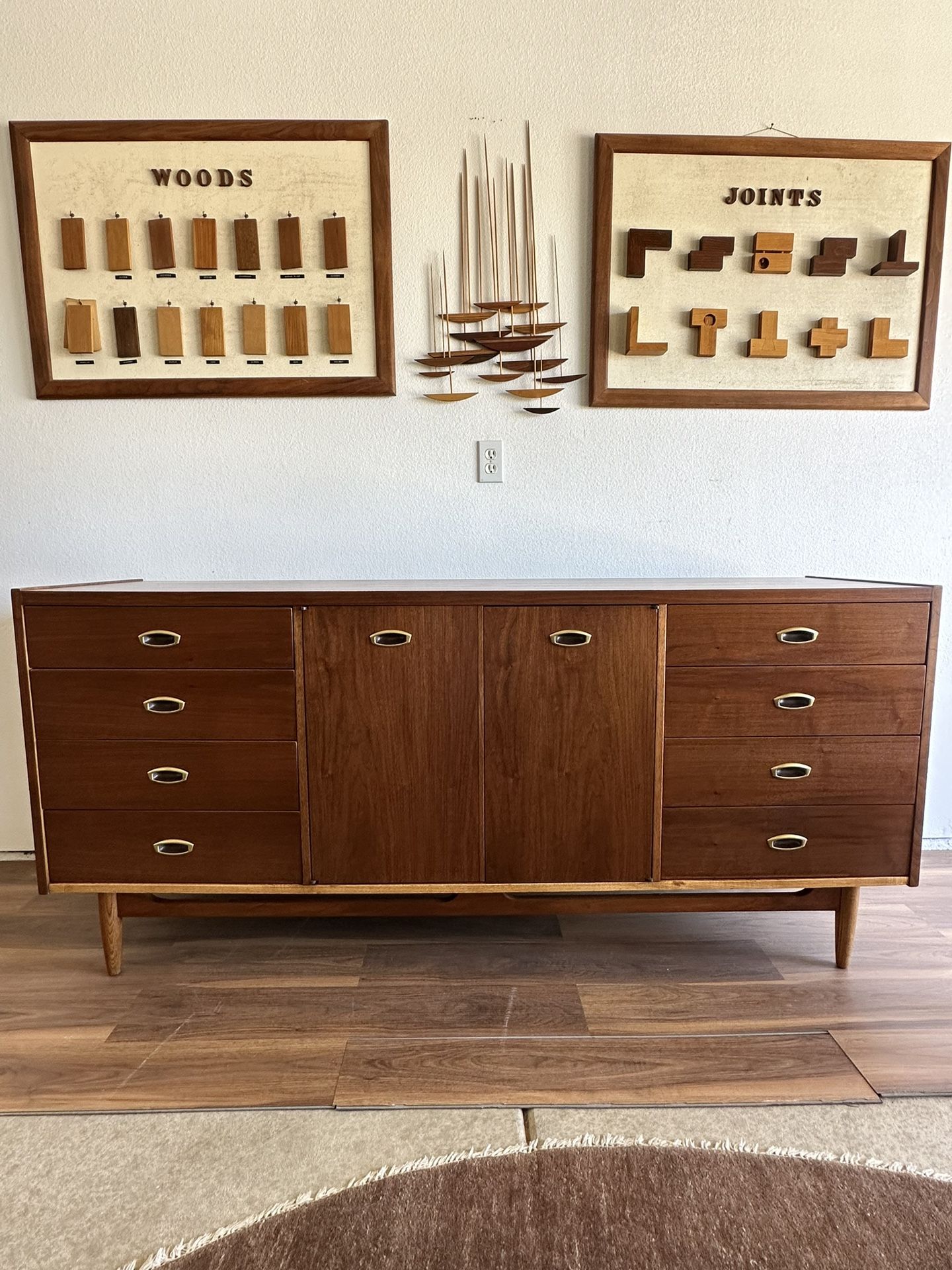 MCM Walnut Wood 12 Drawer Dresser