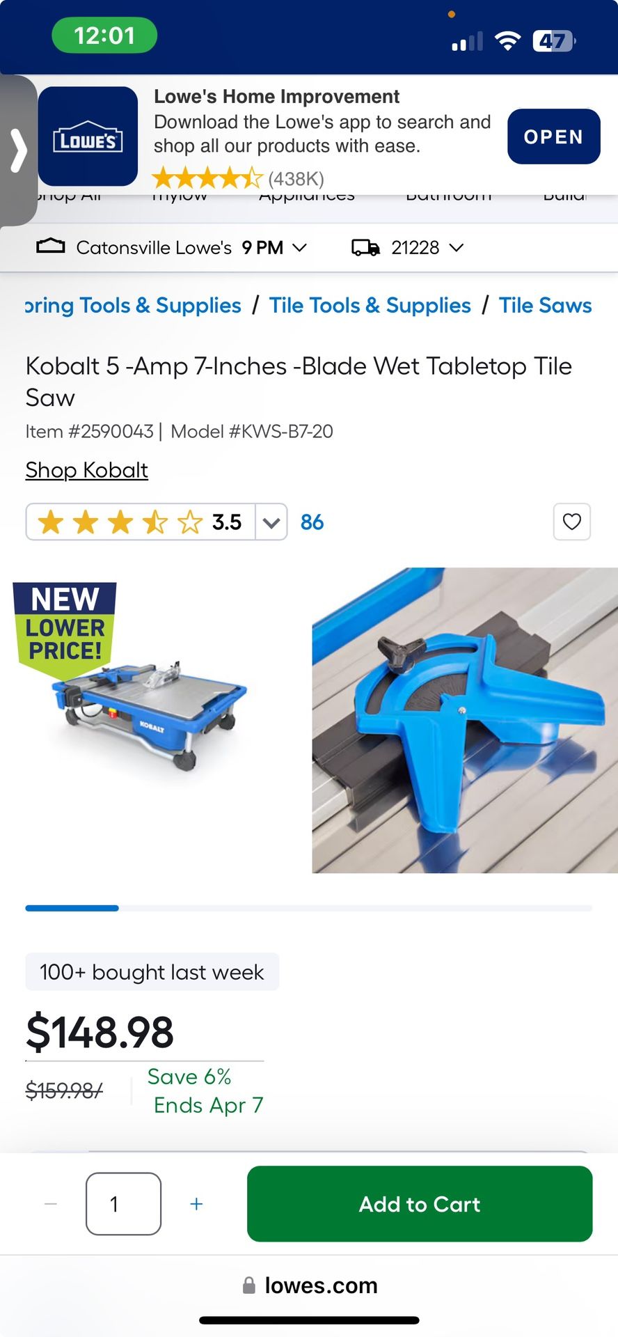 Tabletop Tile Saw
