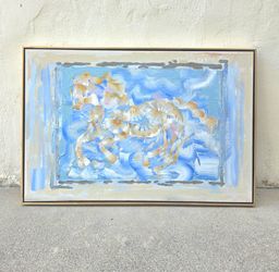 Large Framed Abstract Horse Oil Painting