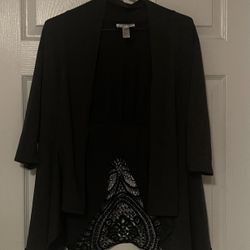 Dark Grey With Lace Design Cardigan Size M