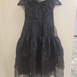 Wednesday Addams Dress Dance Costume for Girls Size 12 with Wig & Accessories 