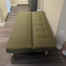 Olive Green Linen Futon, Couch And Sleeper