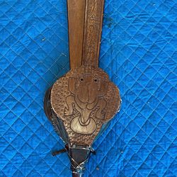 Vintage Hand-Carved Fireplace Bellows, Wood & Leather Rustic Hearth Decor