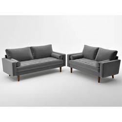 Grey Loveseat And Sofa