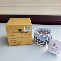 NEW VINTAGE HOME INTERIORS MOSAIC GLASS VOTIVE or Tealight CANDLE HOLDER  3.5"