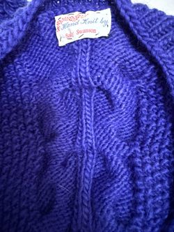 Hand-Knit Chunky Cable Sweater — Cobalt Blue, Oversized L/XL