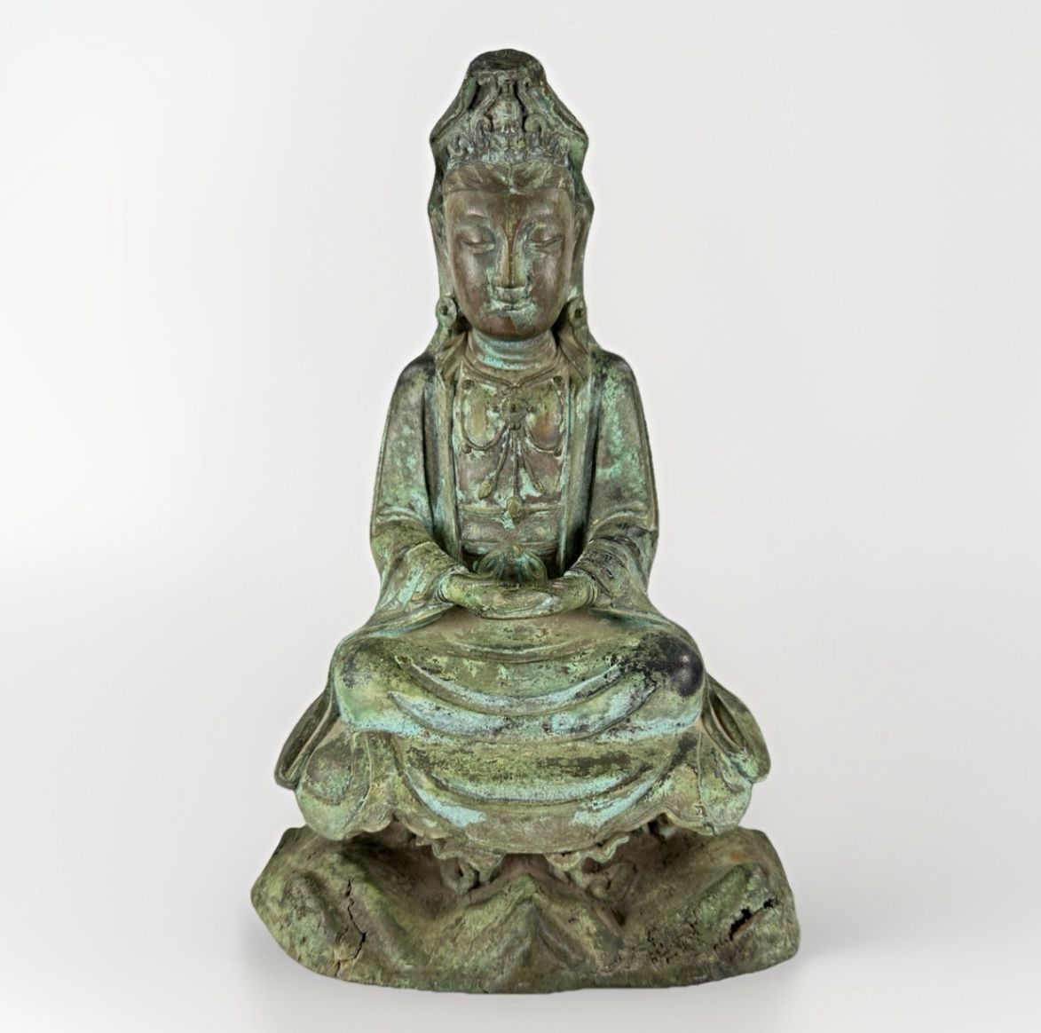Chinese Bronze Guanyin Kwan Kuan Yin Buddha Qing - Ming Dynasty Style Statue
