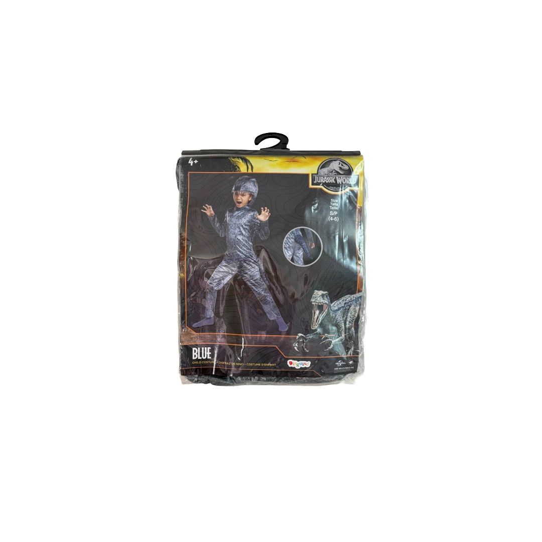 OFFICIAL Jurassic World BLUE Velociraptor Costume Kids Size S (4-6) Dinosaur Mask
