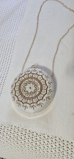 Indian Made Clutch White Silk Removable Strap 
