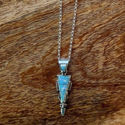 Vintage Calvin Begay SS Opal Inlay Pendant