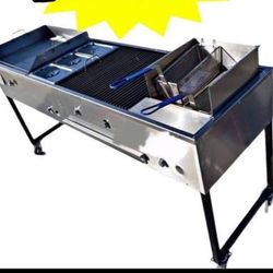 36x20 Inch Flat Grill With 20 Inch Bbq & 2 Fryers 