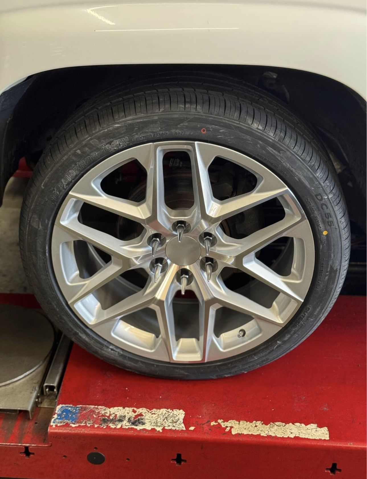 Snowflake 22x9 Wheels Tires Silverado Sierra Tahoe Suburban Yukon Finance Available