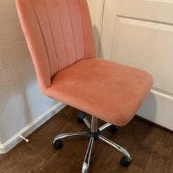 Velvet Desk Or Vanity’s Chair In Soft Coral Color 