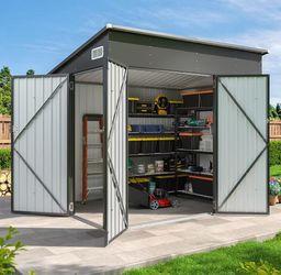❤️‍🔥 Aoxun 7.5'x4' Triple Door Shed Outdoor Storage Shed with Three Lockable Door