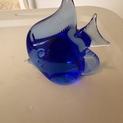 Blue Fish Glass Figurine
