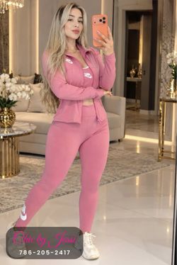 Nike Women's Pink 3-Piece Tracksuit Set