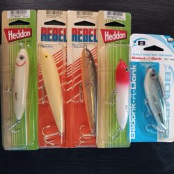 Heddon Bomber Rebel NOS Striper Lures. 