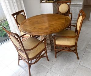 2 Toned Wood Tommy Bahama Style Dining Table Set 
