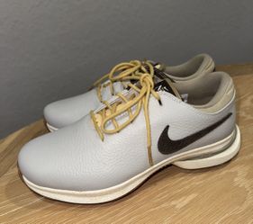 Nike Golf Shoes Mens Size 8.5 White Brown Spiked Leather Performance FV5289-001