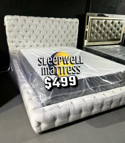Queen size bed frame with mattress included