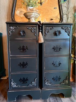 Gorgeous Black Farmhouse Style Matching Nightstands