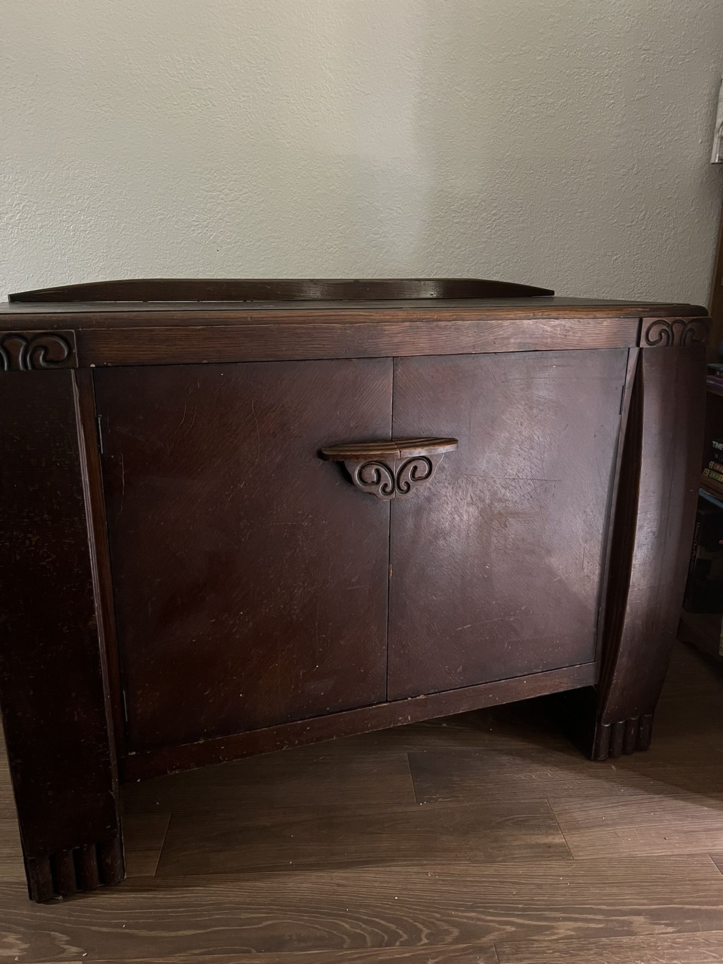 **antique buffet from 17-1800's  with featured liquor cabinet**