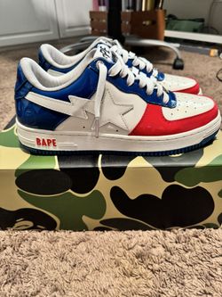 Bape Sta “France” Red White Blue Patent Leather Sneaker Men’s Size 9.5 Bathing Ape