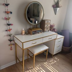 Makeup Vanity & Matching Stool