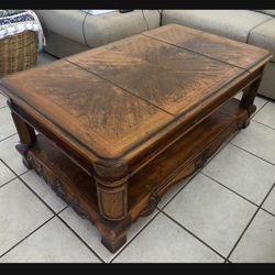 Heavy Wooden Coffee Table With Storage 