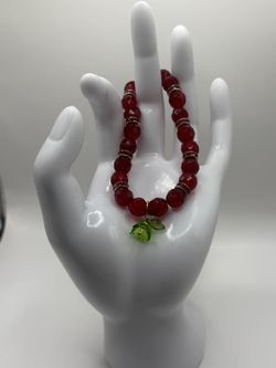 Ruby Romance Rose Charm Bracelet