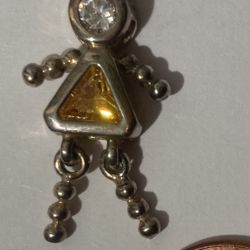 Vintage Sterling Silver Pendant Jeweled Girl