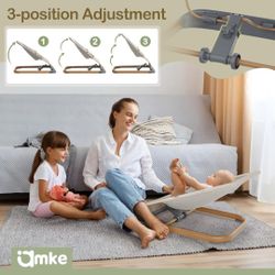 AMKE CooCon Baby Bouncer,Ergonomic Bouncer Seat for Babies with 3 Recline Positions,Portable Newborn Bouncer Seat, Mesh Design Bouncers for Infants