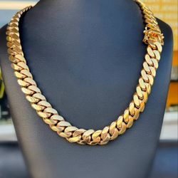 10k solid yellow gold New Miami Cuban link Style 24” Chain 15.4mm Necklace 360.3 grams