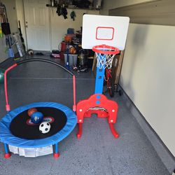 Kids Toys Trampoline and Basketball combo+ balls