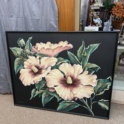 Gorgeous, very large hand painted campus signed by Collins mid-century