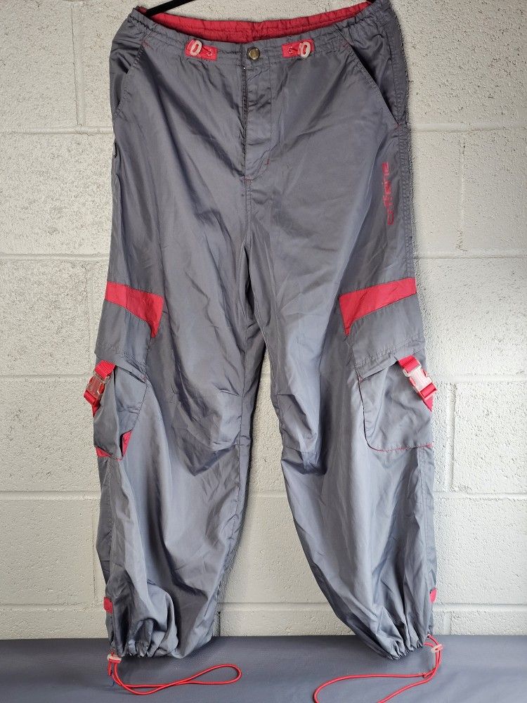 Vintage Caffeine Rave Pants Sz L RARE Kikwear Gray RN 68156