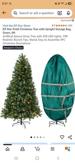 Elf Stor 6ft Prelit Artificial Christmas Tree with Storage Bag